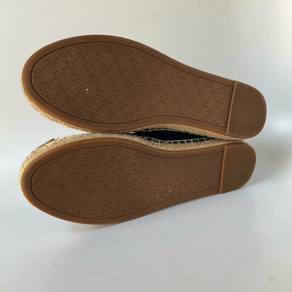 Lauren Ralph Lauren Cameryn 7 Black Leather Espadrille with Natural Jute Toe - Picture 12 of 12